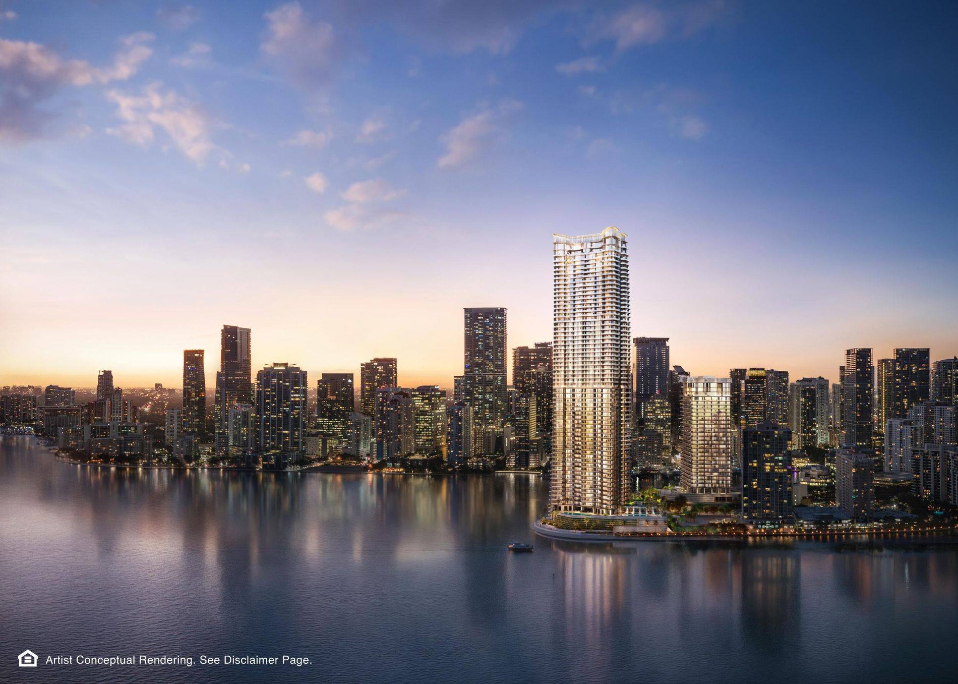 South Tower at dusk, Brickell Key